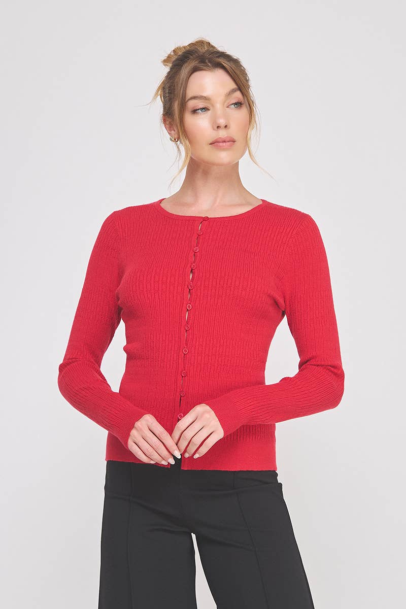 Pointelle Ribbed Fine Gauge Cardi