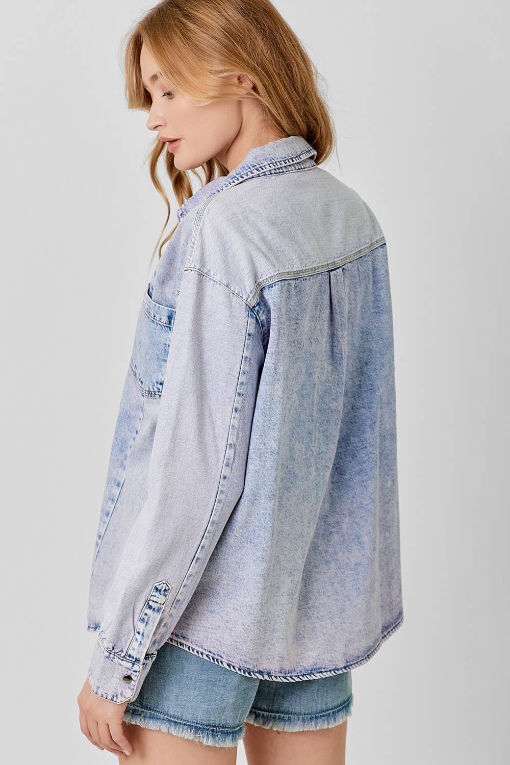 Color Block Denim Shacket