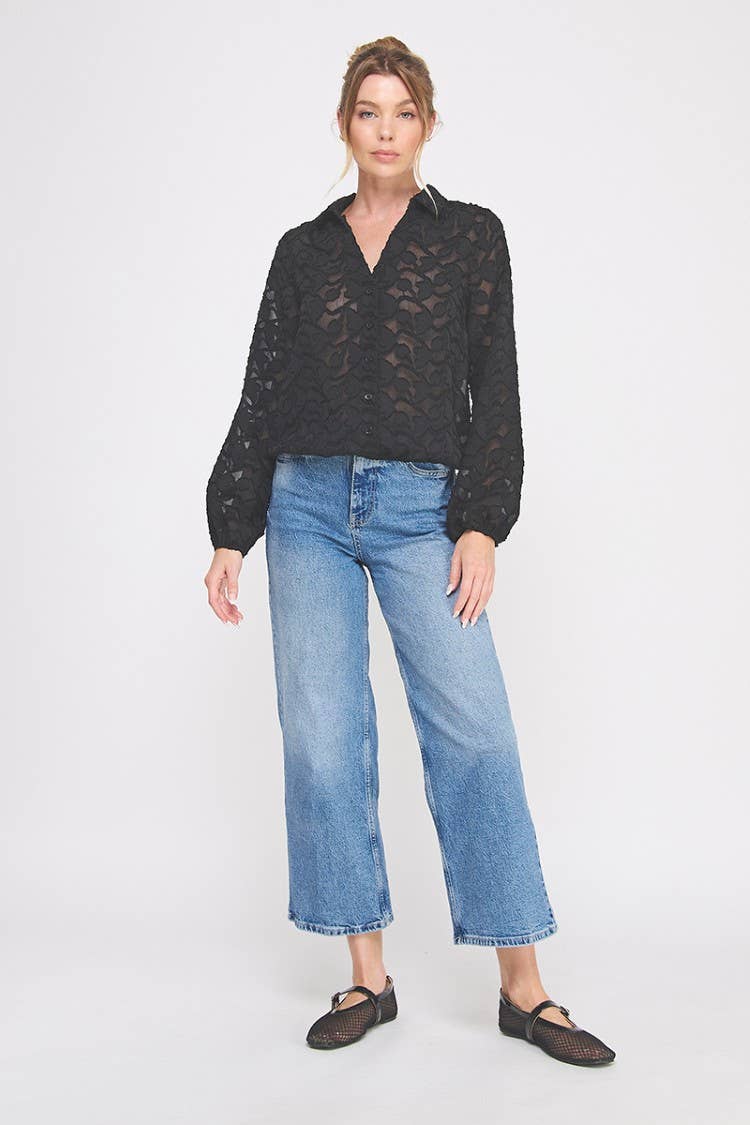 Jacquard Burnout Blouse