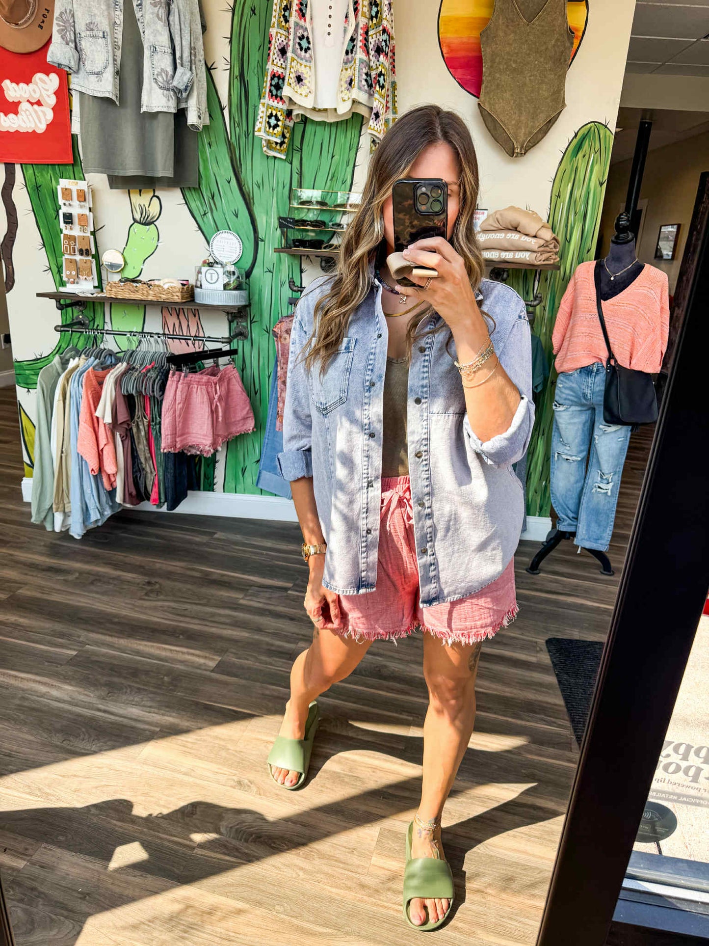 Floral Printed Denim Shacket