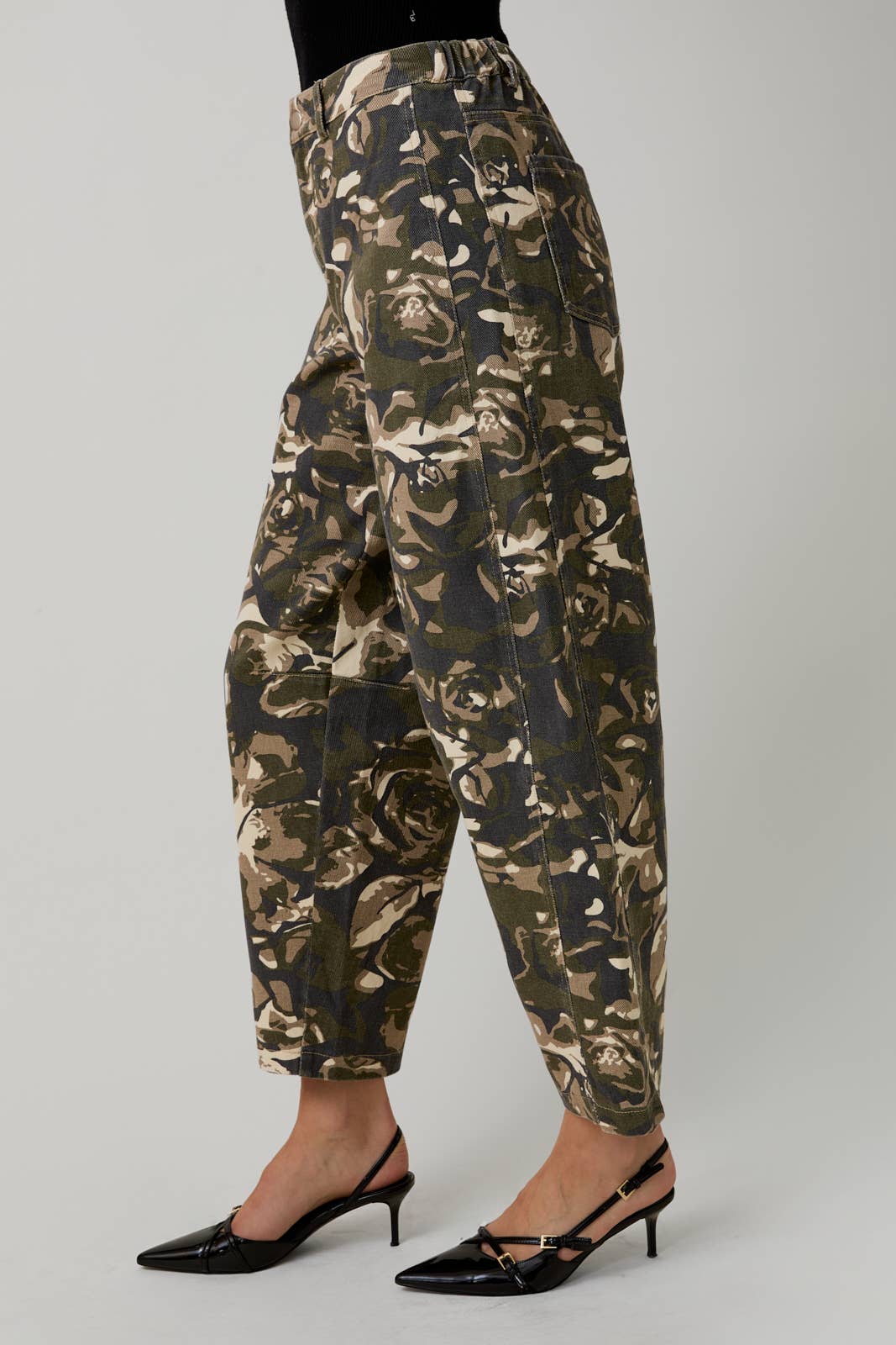 Military Print Barrel Pants