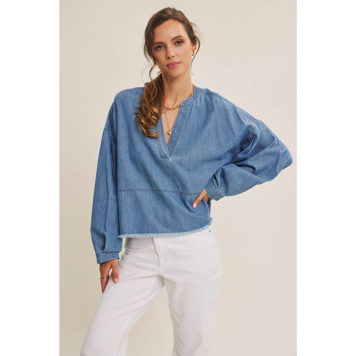 Elevated Washed Denim Top