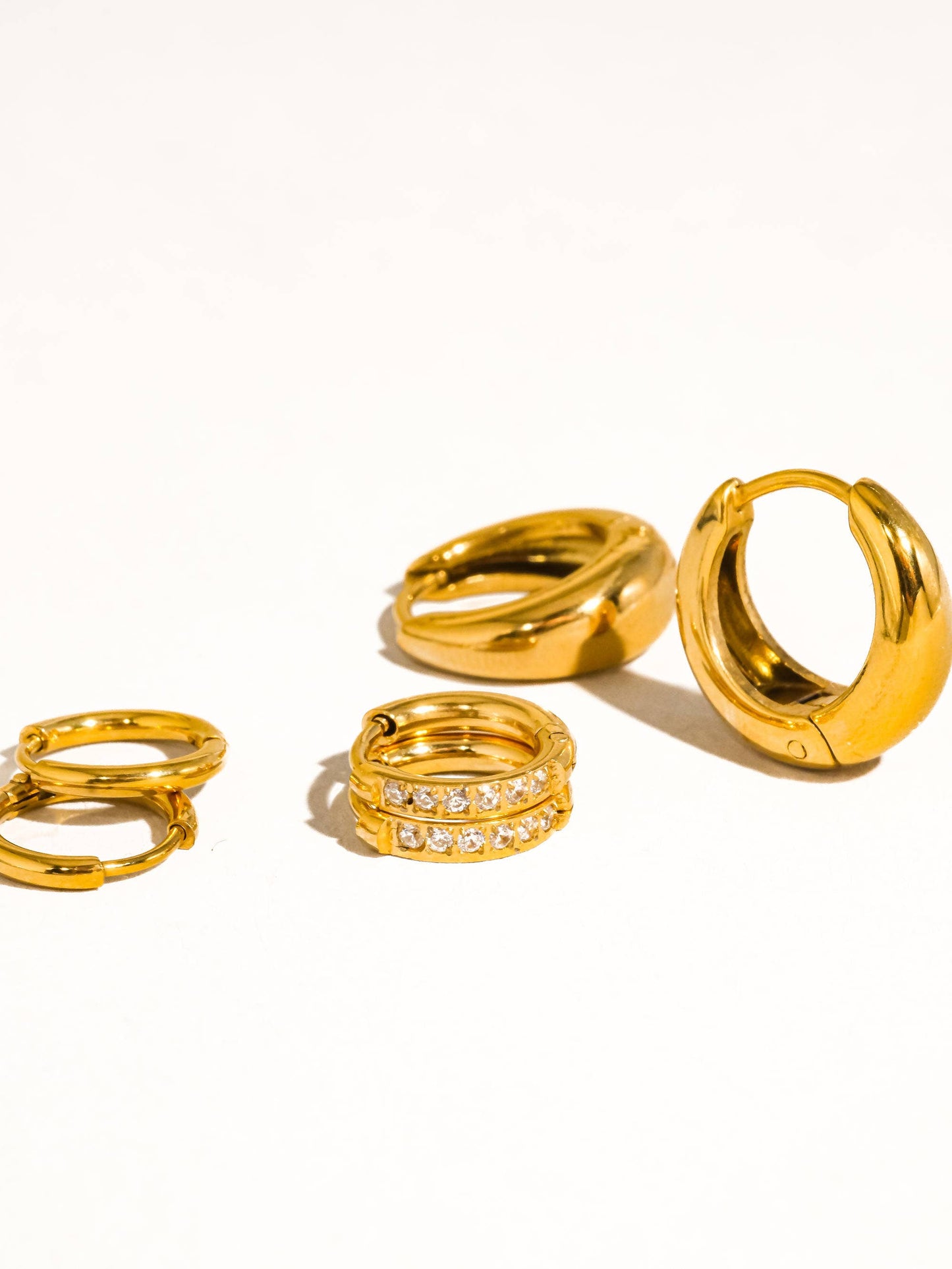 Rayon 18K Gold Non-Tarnish Glam Hoop Earring Set