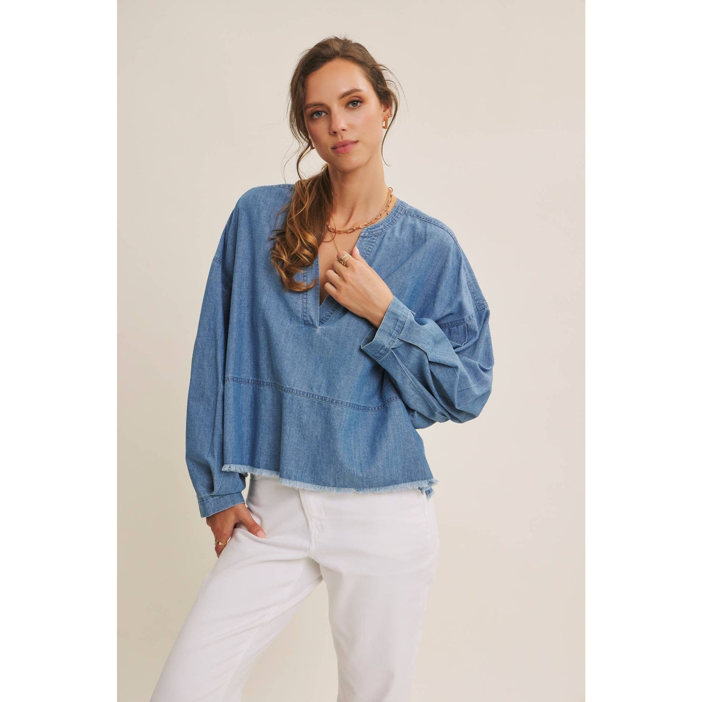 Elevated Washed Denim Top
