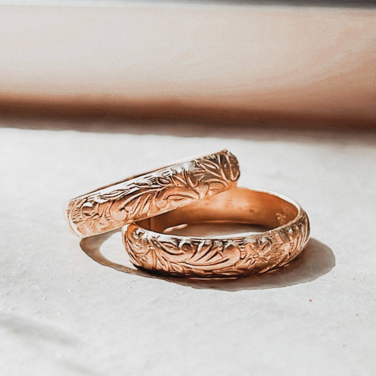 Floral Band Stacking Ring | 14k Gold Fill & Sterling Silver