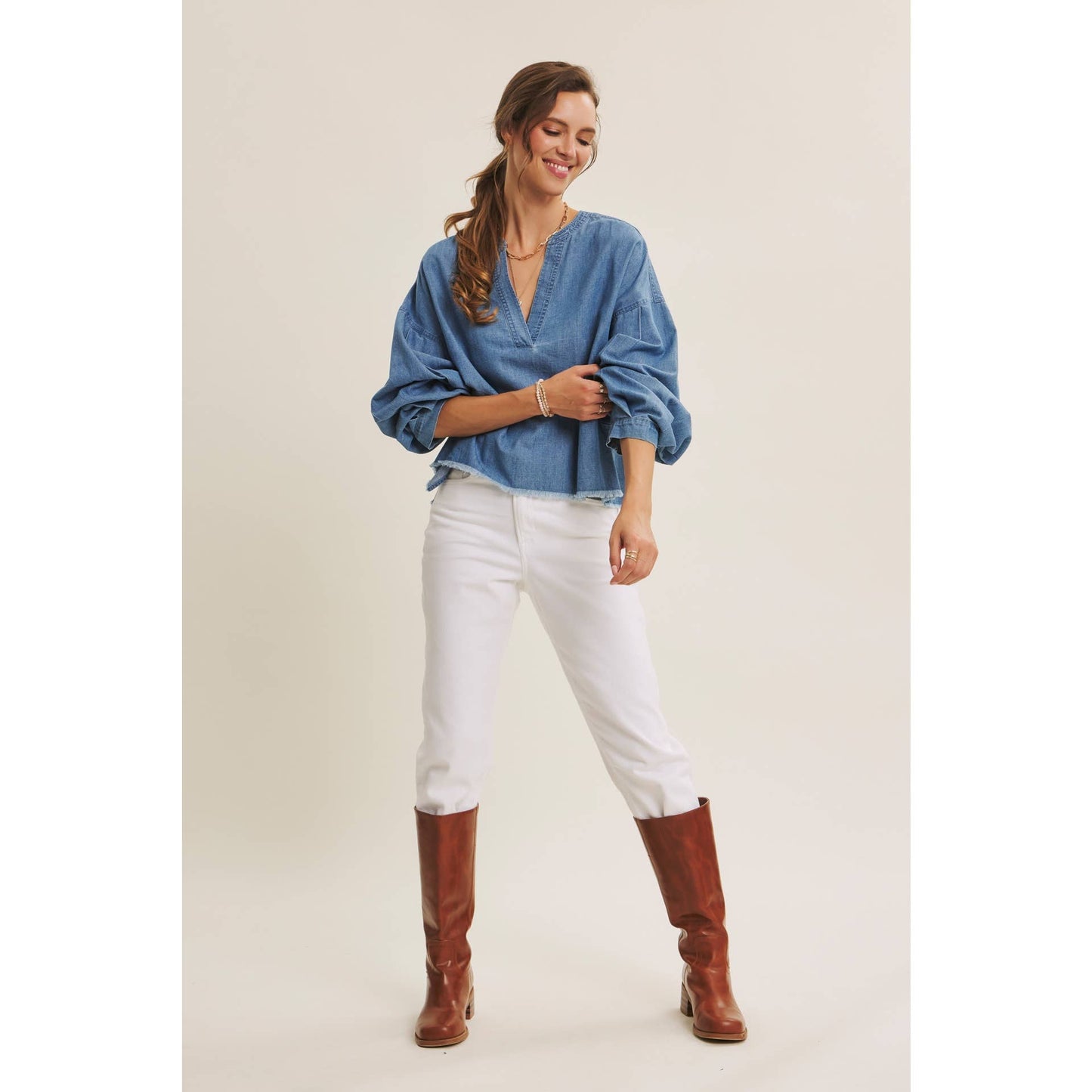 Elevated Washed Denim Top