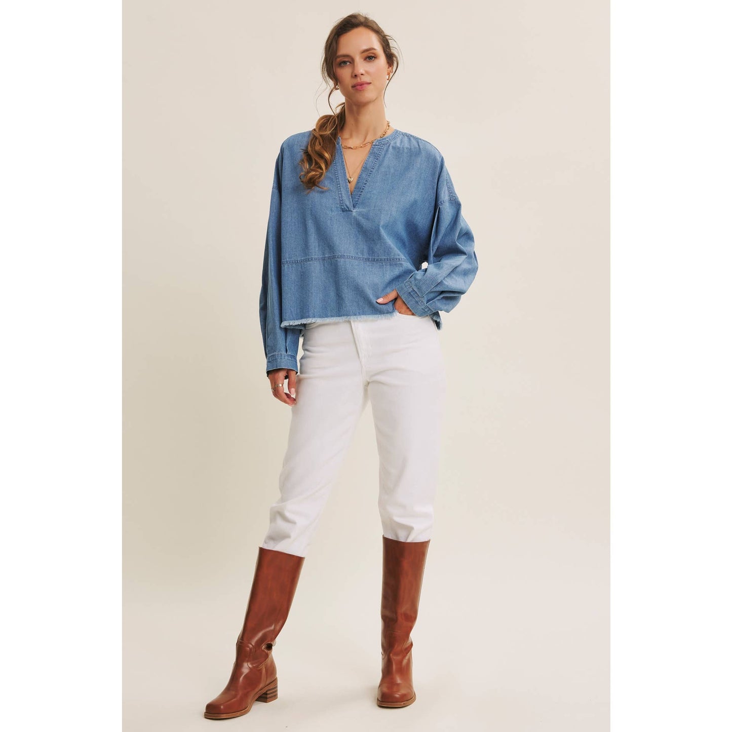 Elevated Washed Denim Top