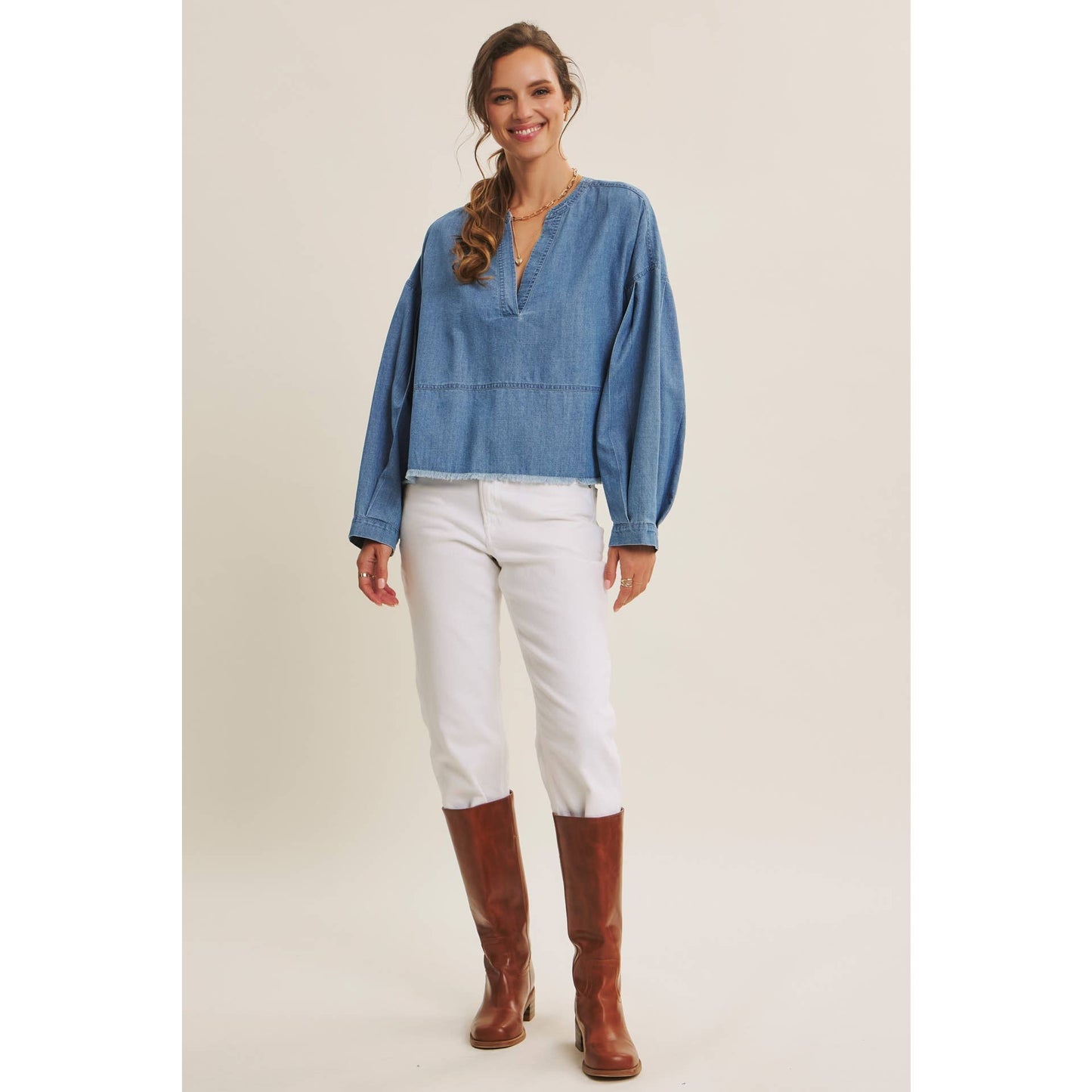 Elevated Washed Denim Top