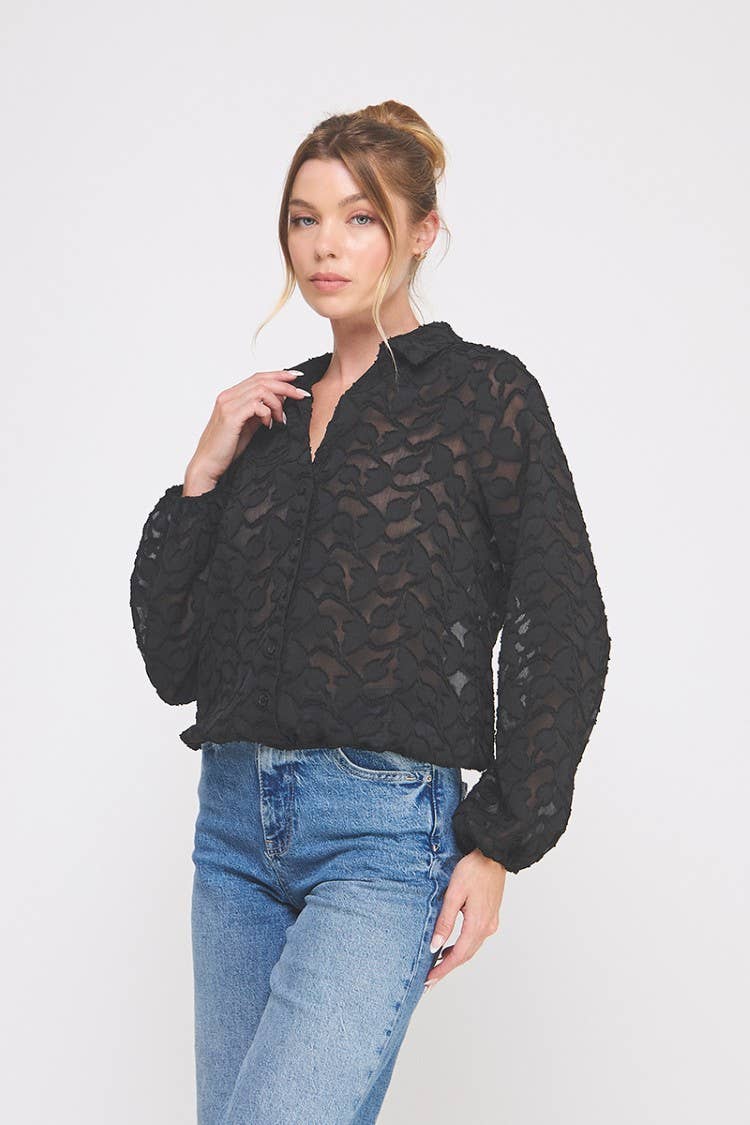 Jacquard Burnout Blouse