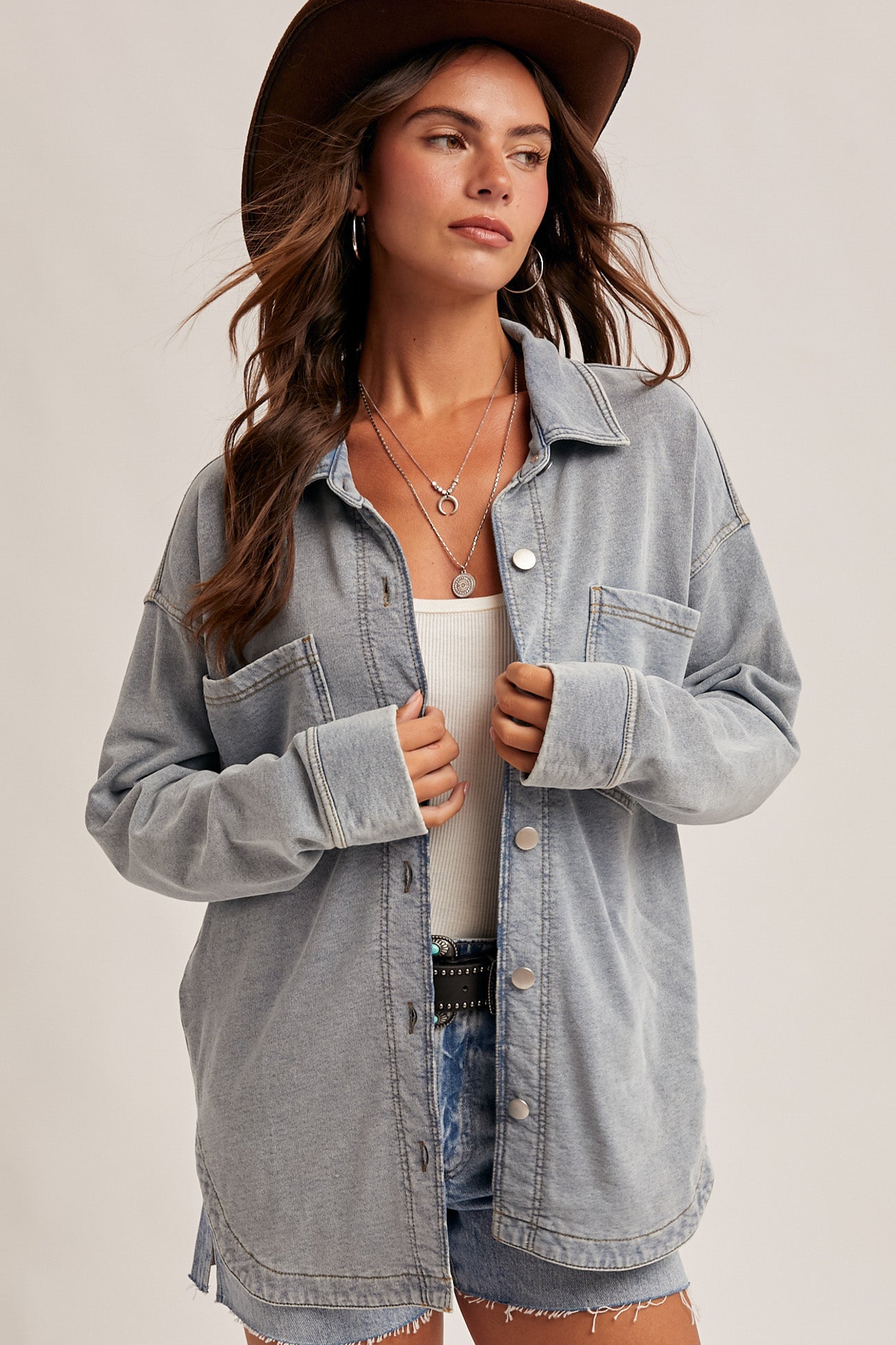 Kicked Up Denim Shacket