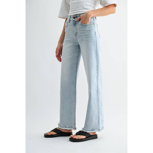 High-Rise Wide Leg Raw Hem