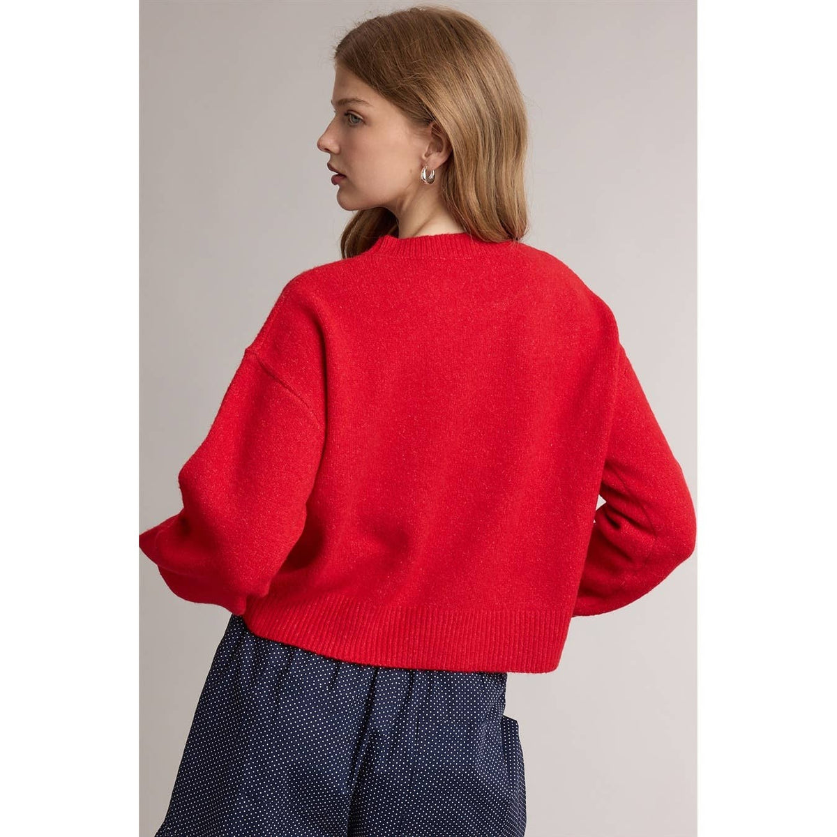 BOW CHRISTMAS TREE EMBROIDERED GRAPHIC SWEATER / WL26-13377