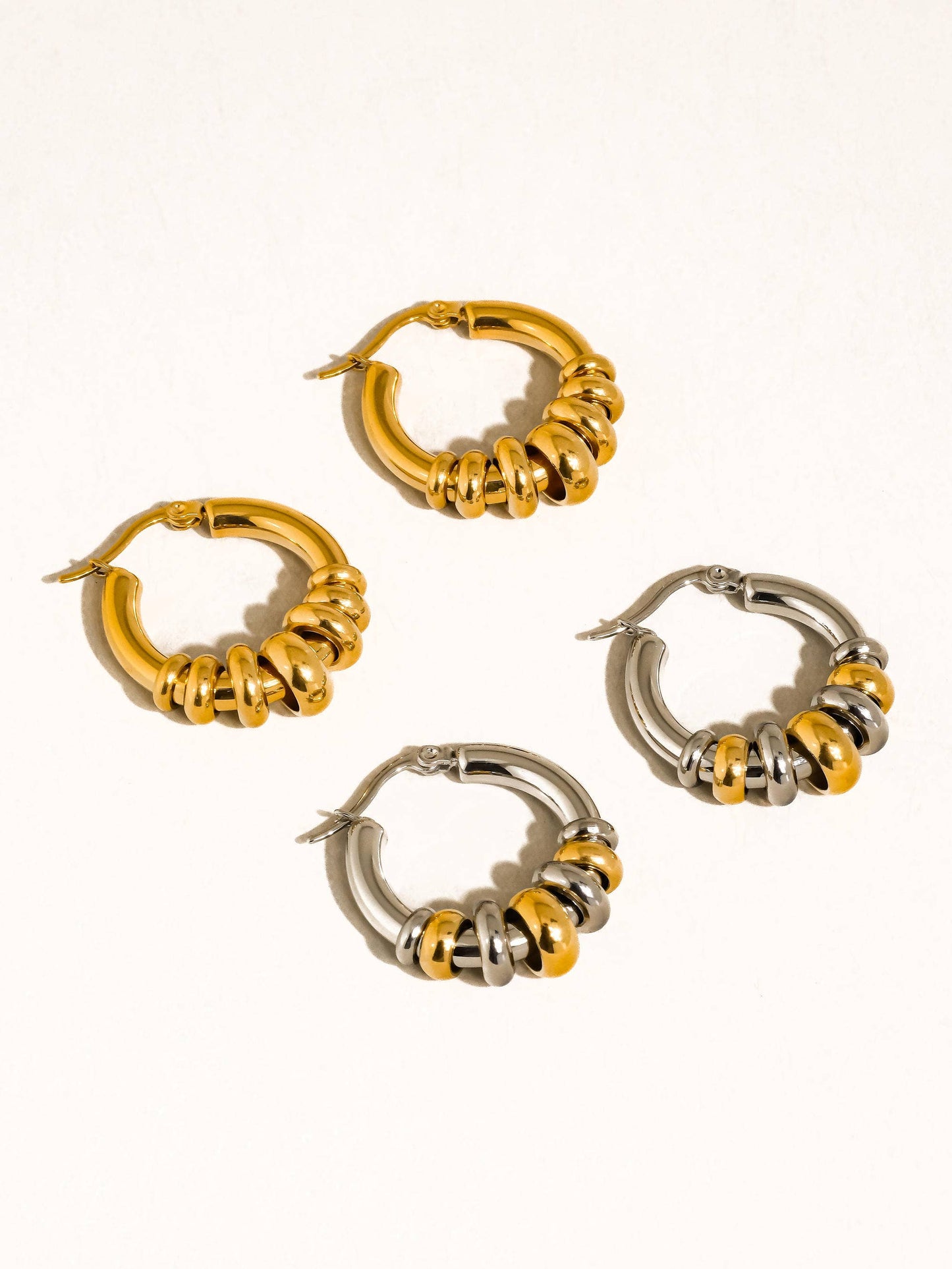 Novine 18K Gold Non-Tarnish Two Tone Hoop Earring