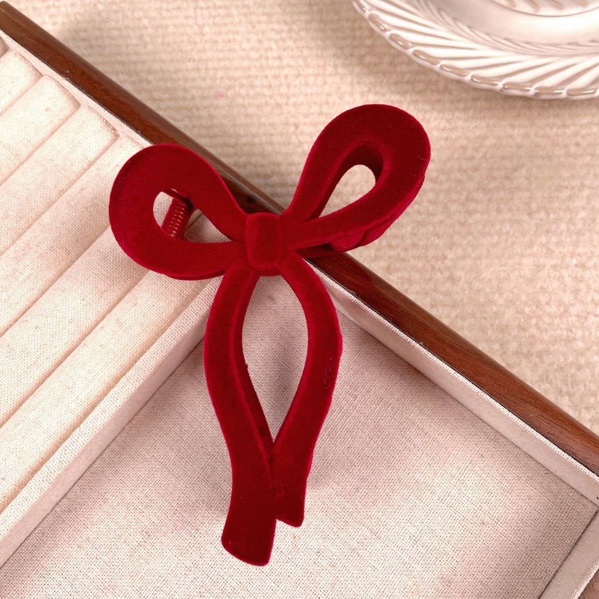 Bow Flocking Hair Claw Clip