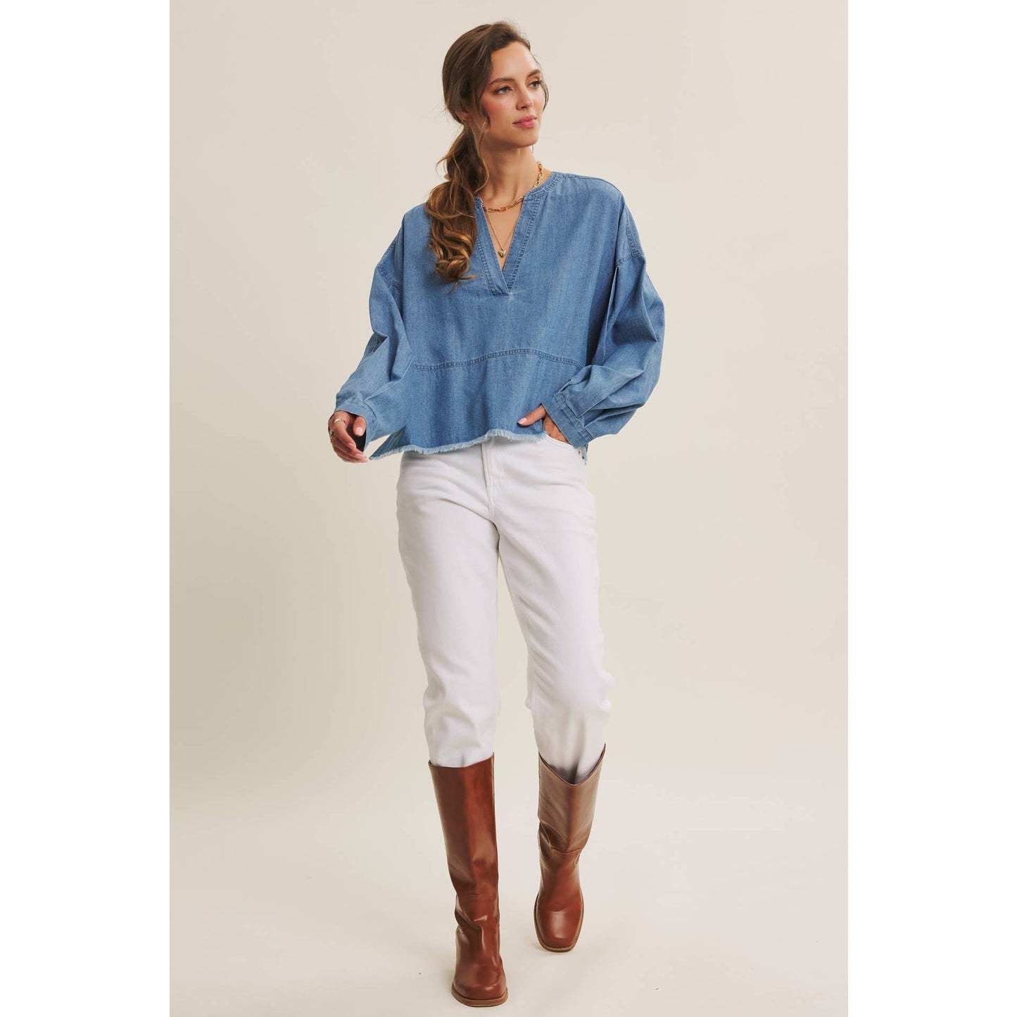 Elevated Washed Denim Top