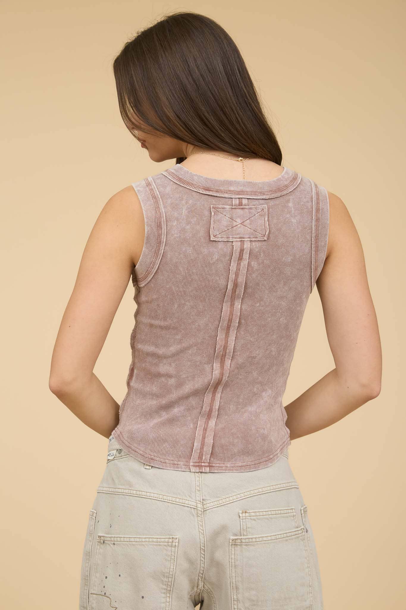 Henley Sleeveless Knit Top