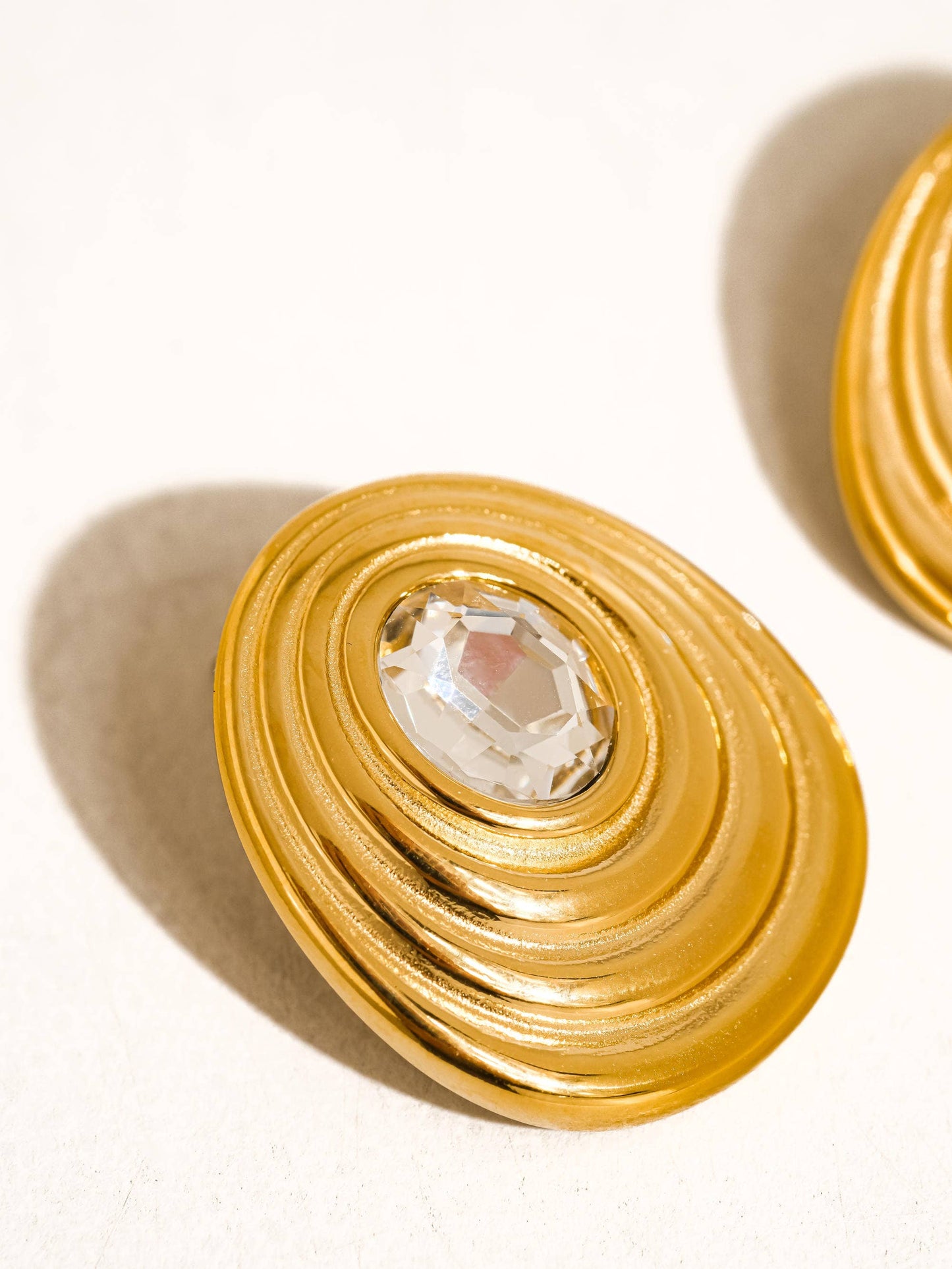 Dorée 18K Gold Non-Tarnish Oval CZ Stud