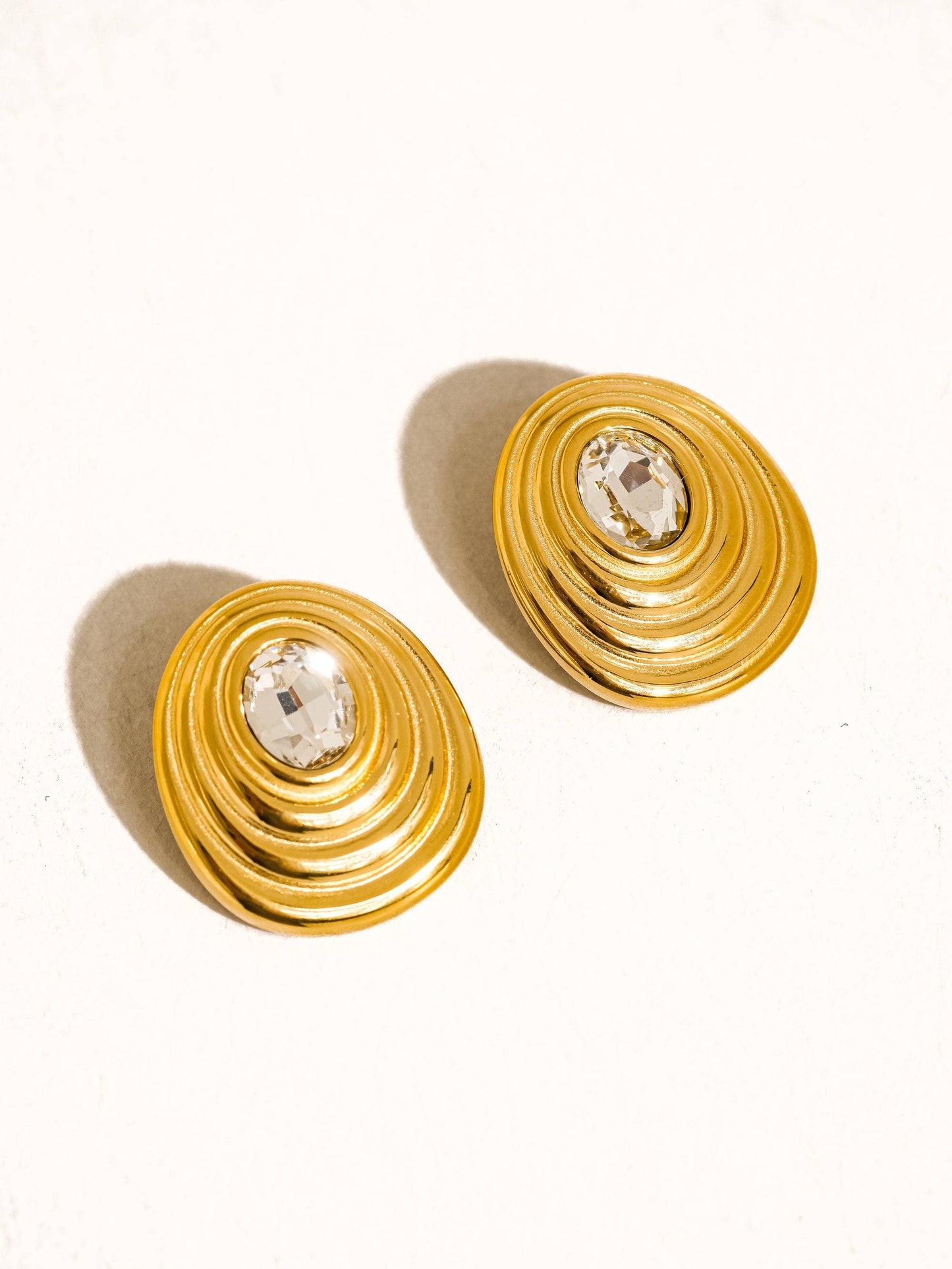 Dorée 18K Gold Non-Tarnish Oval CZ Stud