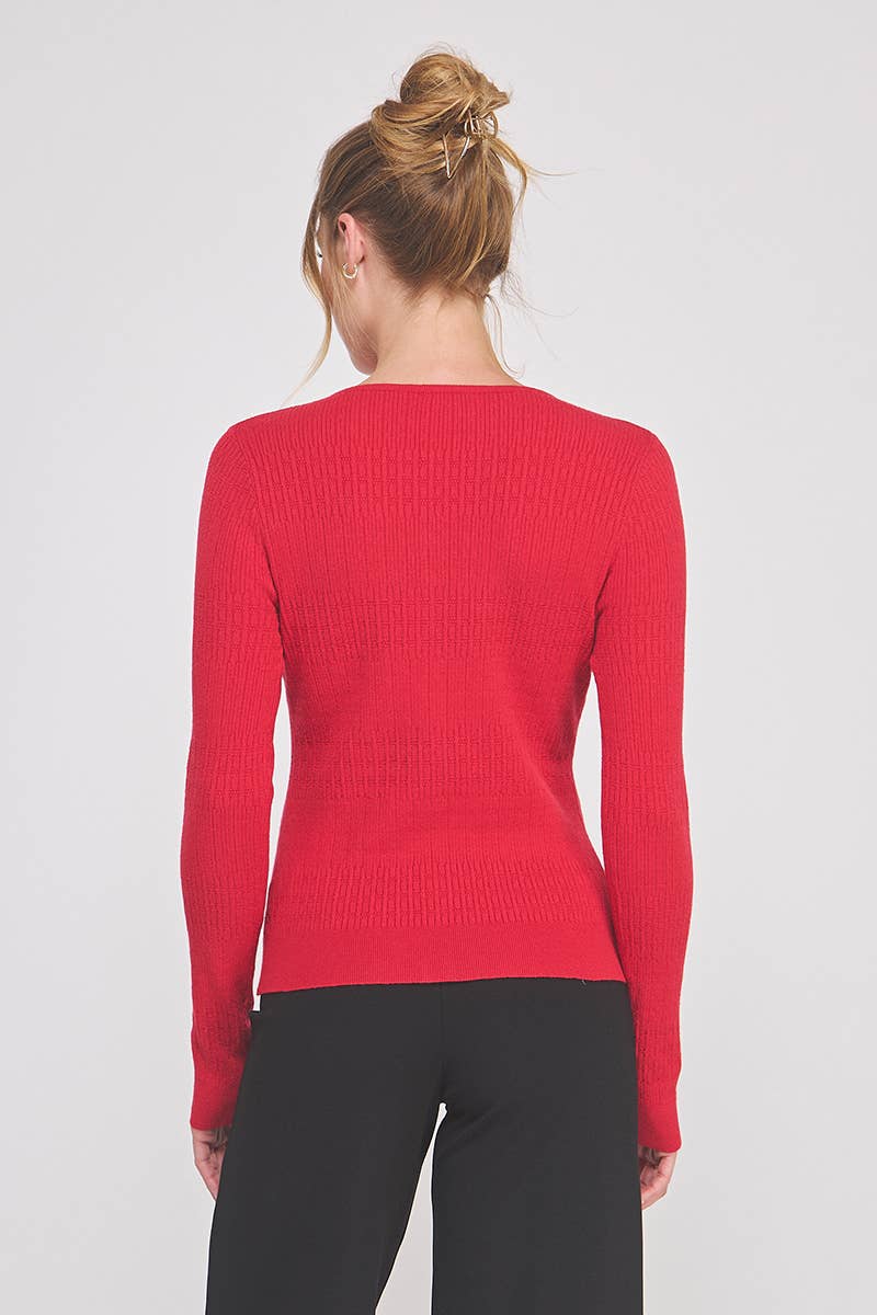 Pointelle Ribbed Fine Gauge Cardi