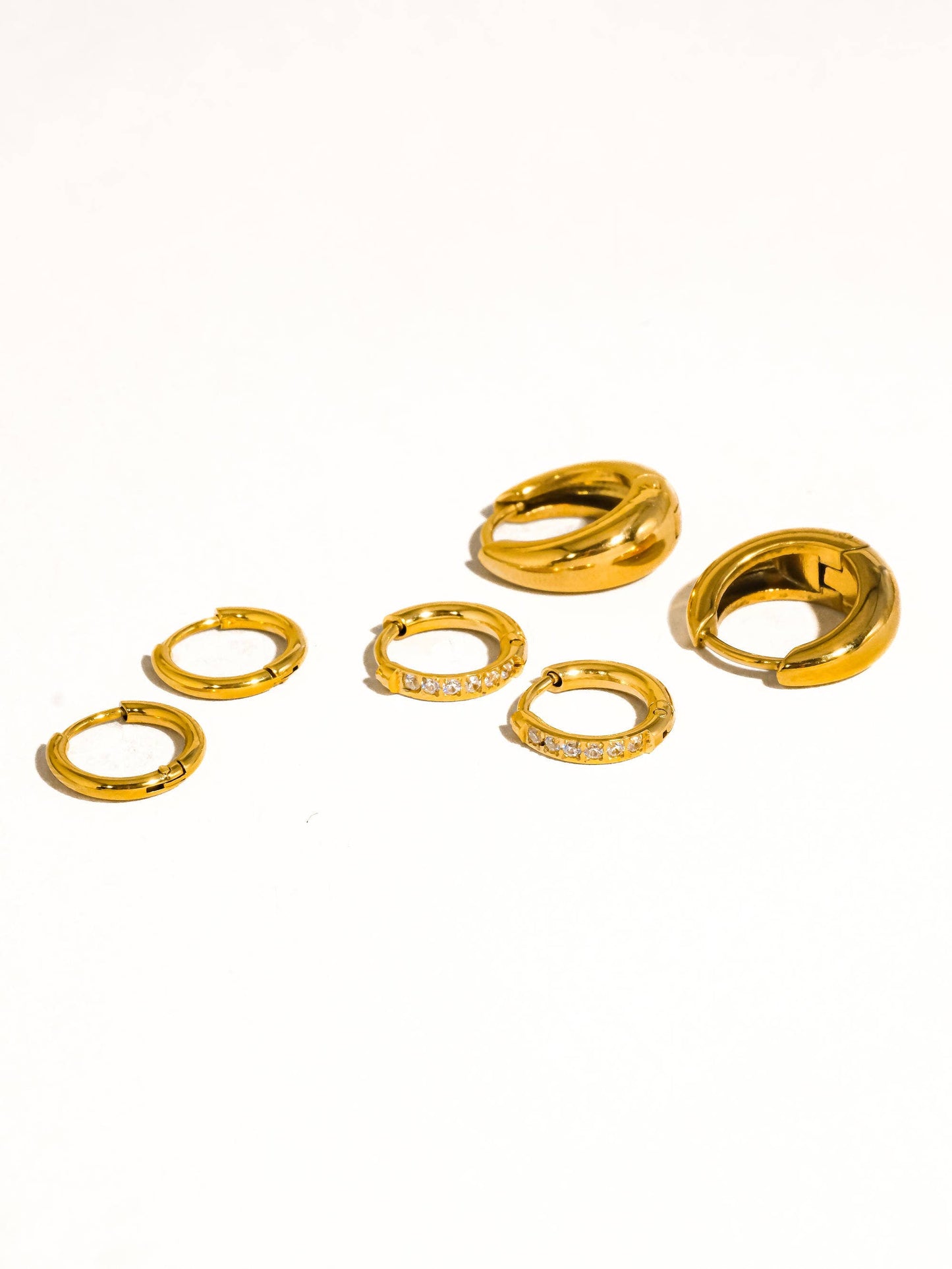 Rayon 18K Gold Non-Tarnish Glam Hoop Earring Set