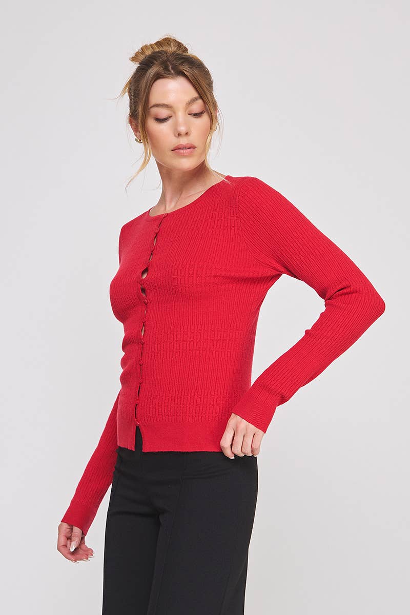 Pointelle Ribbed Fine Gauge Cardi