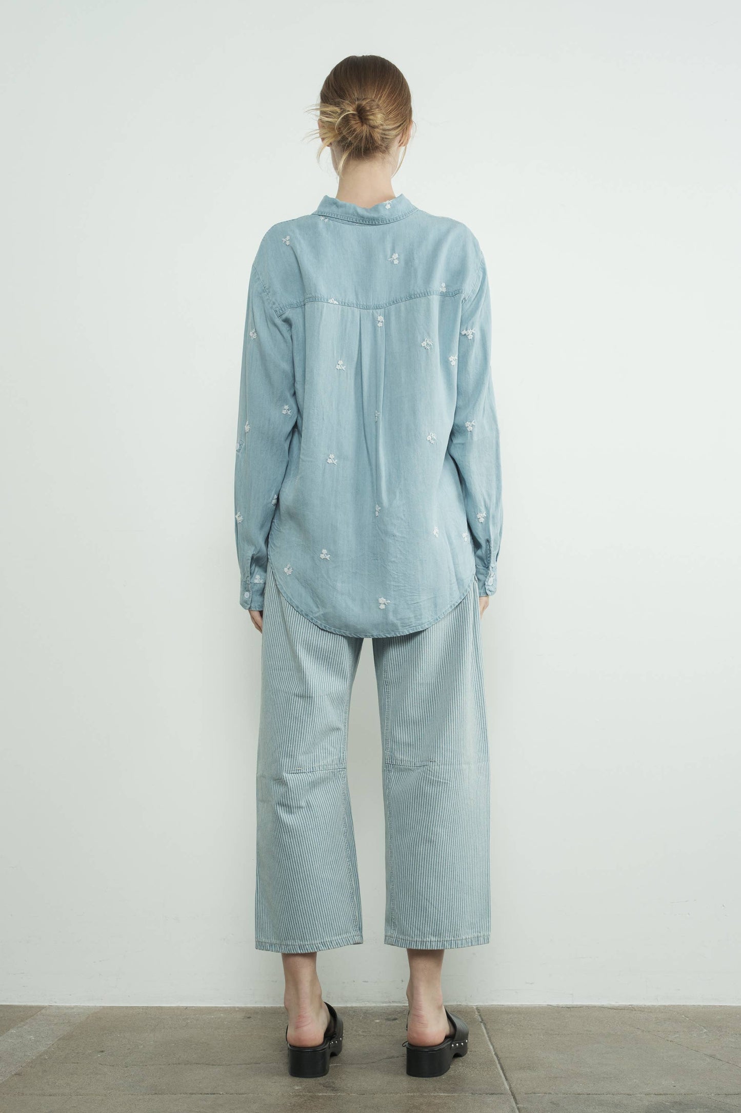 Floral Embroidered Chambray Shirt