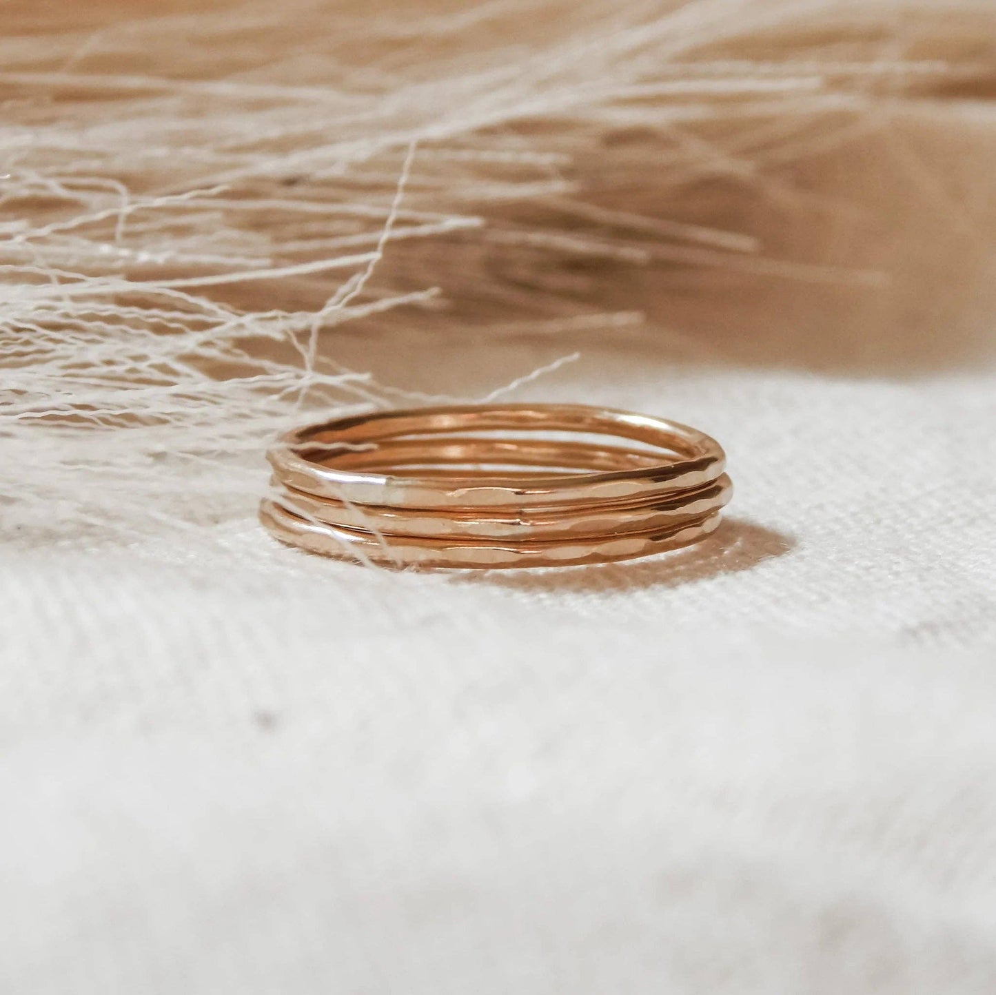Thin Hammered Stacking Ring |14k Gold Fill & Sterling Silver