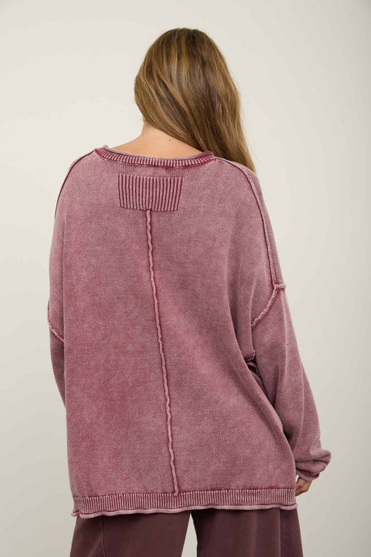Raw Edge Drop Shoulder Sweater