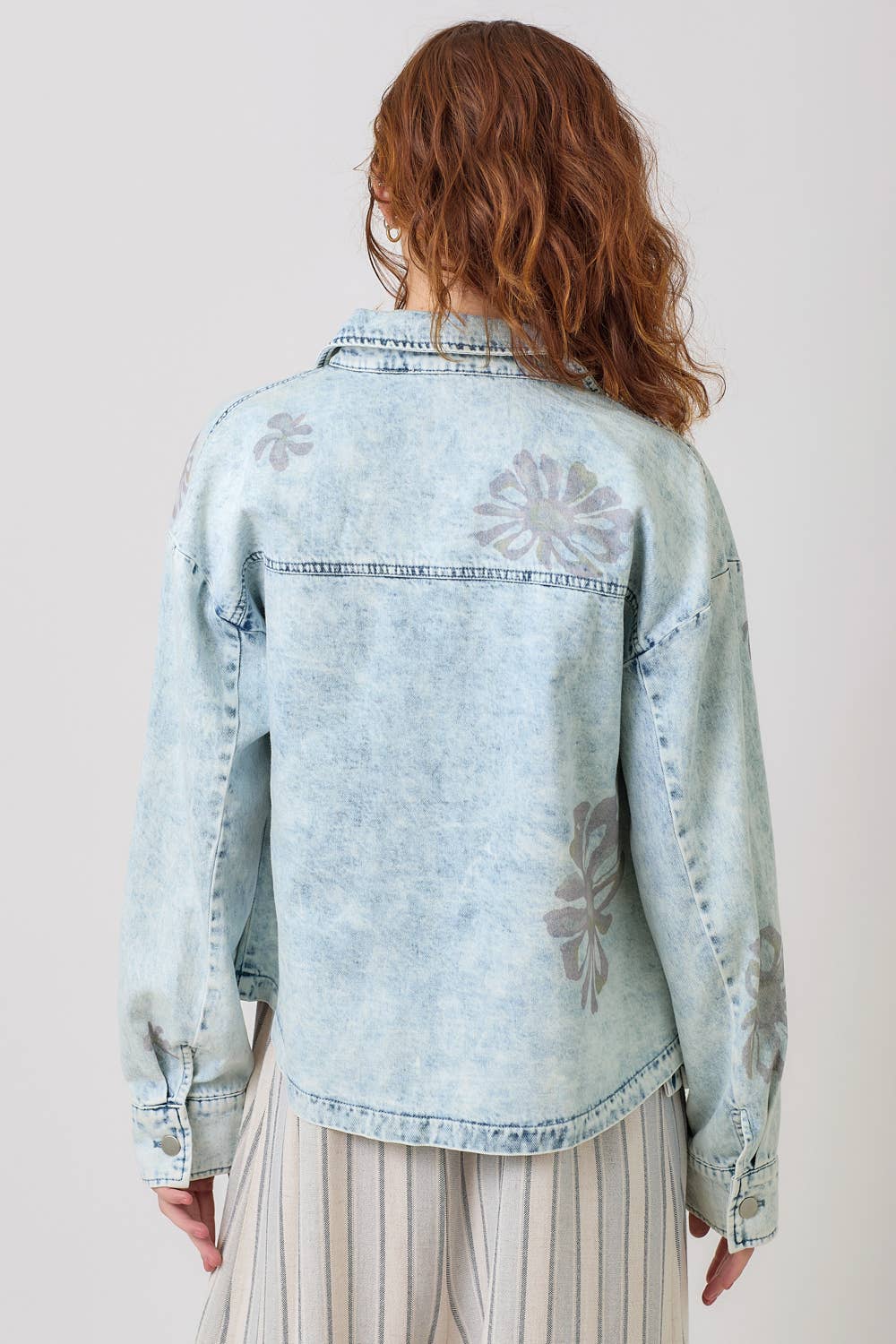 Floral Printed Denim Shacket