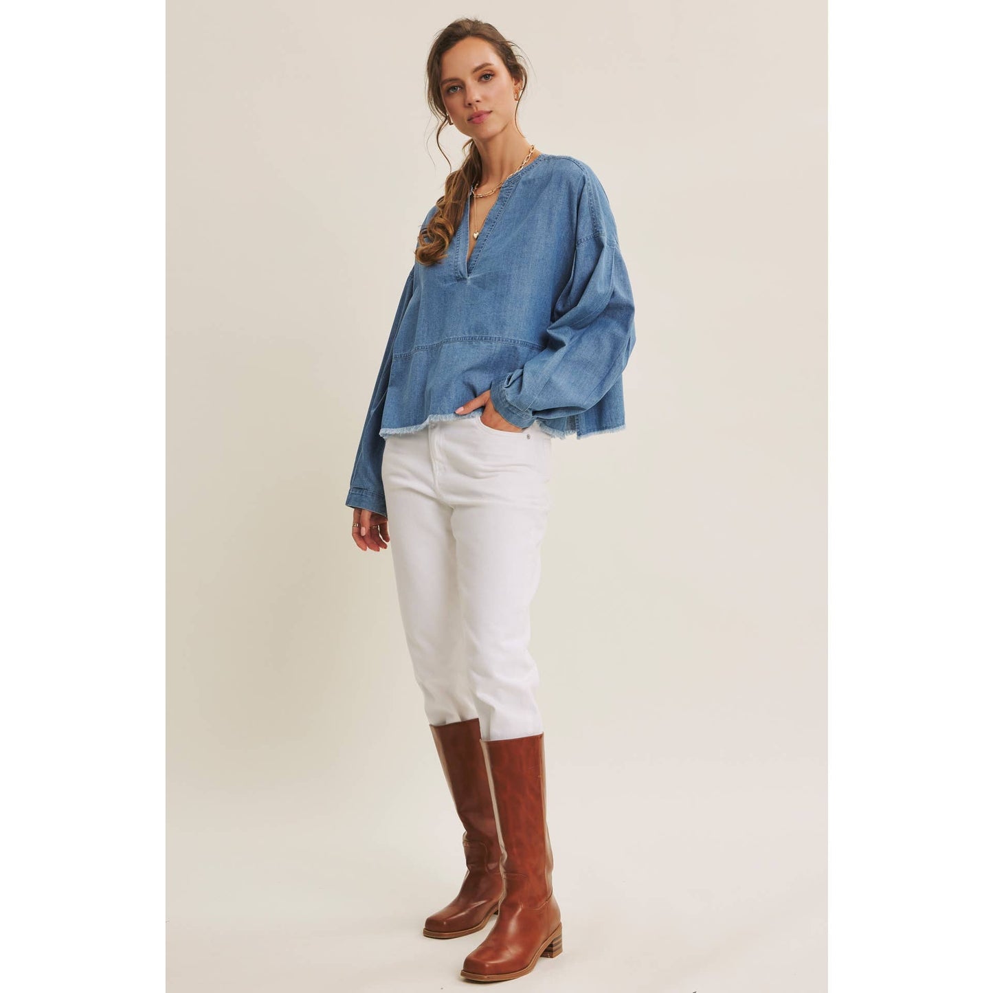 Elevated Washed Denim Top