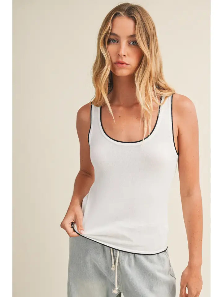 Contrast Tipped Sweater Tank Top