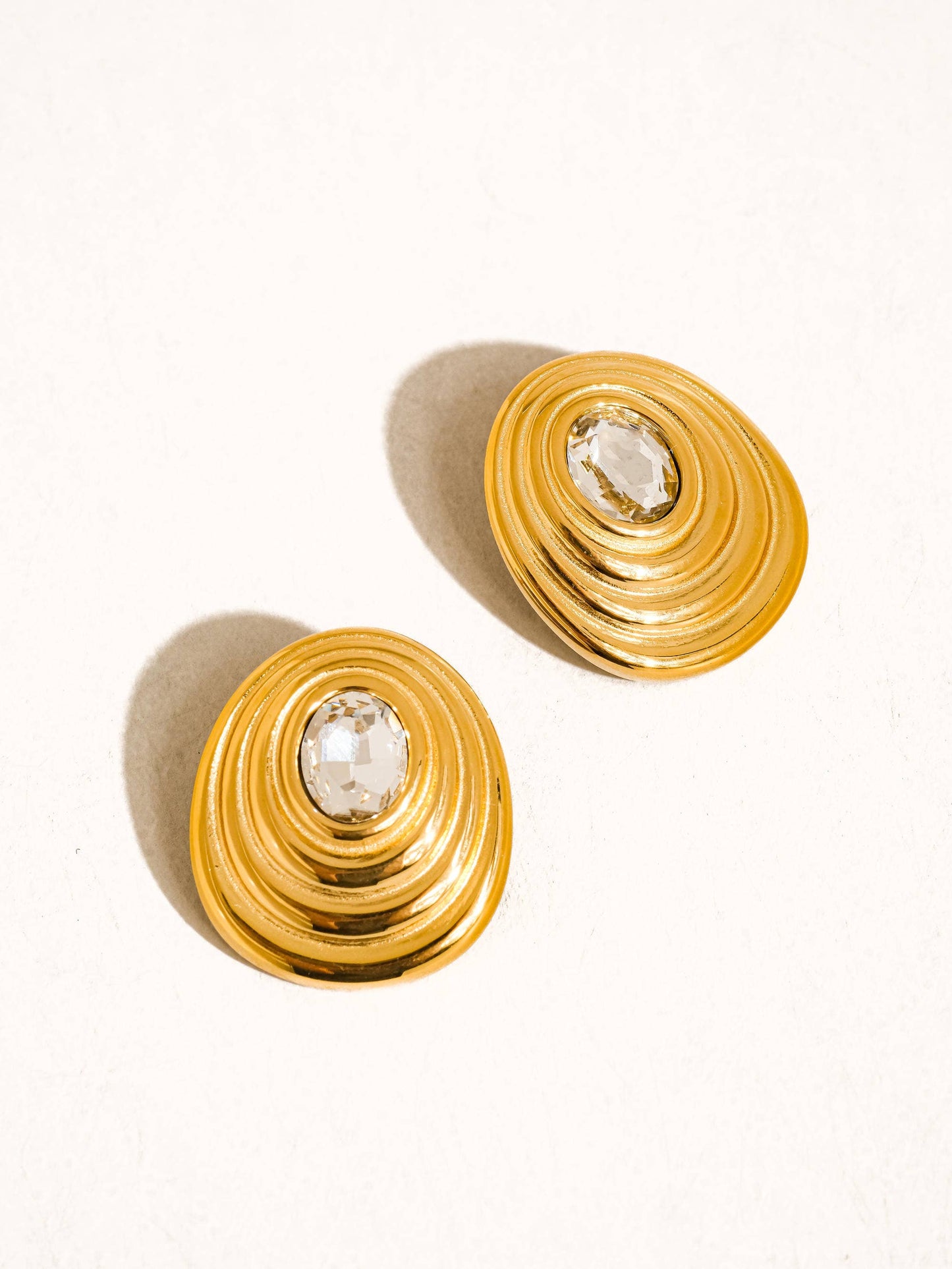 Dorée 18K Gold Non-Tarnish Oval CZ Stud