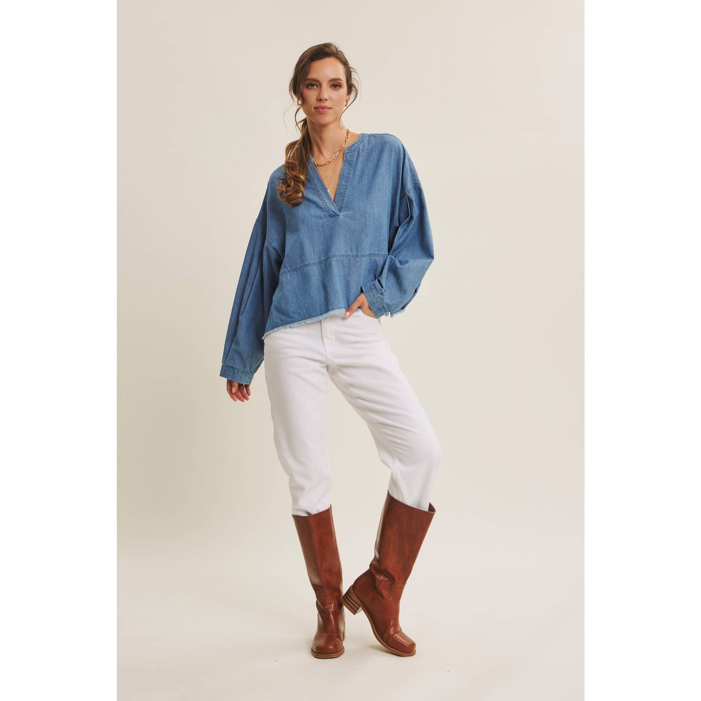 Elevated Washed Denim Top