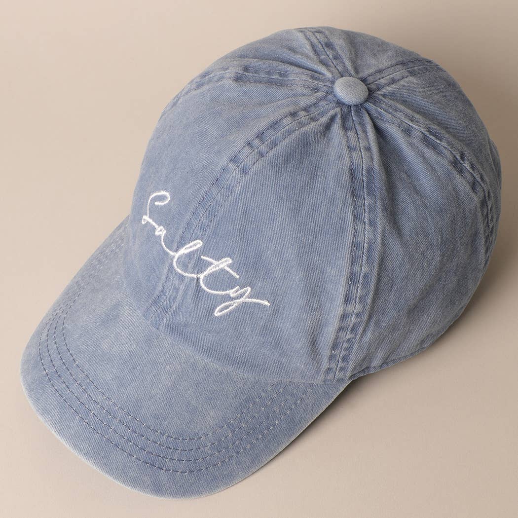 Salty Lettered Embroidery Baseball Cap
