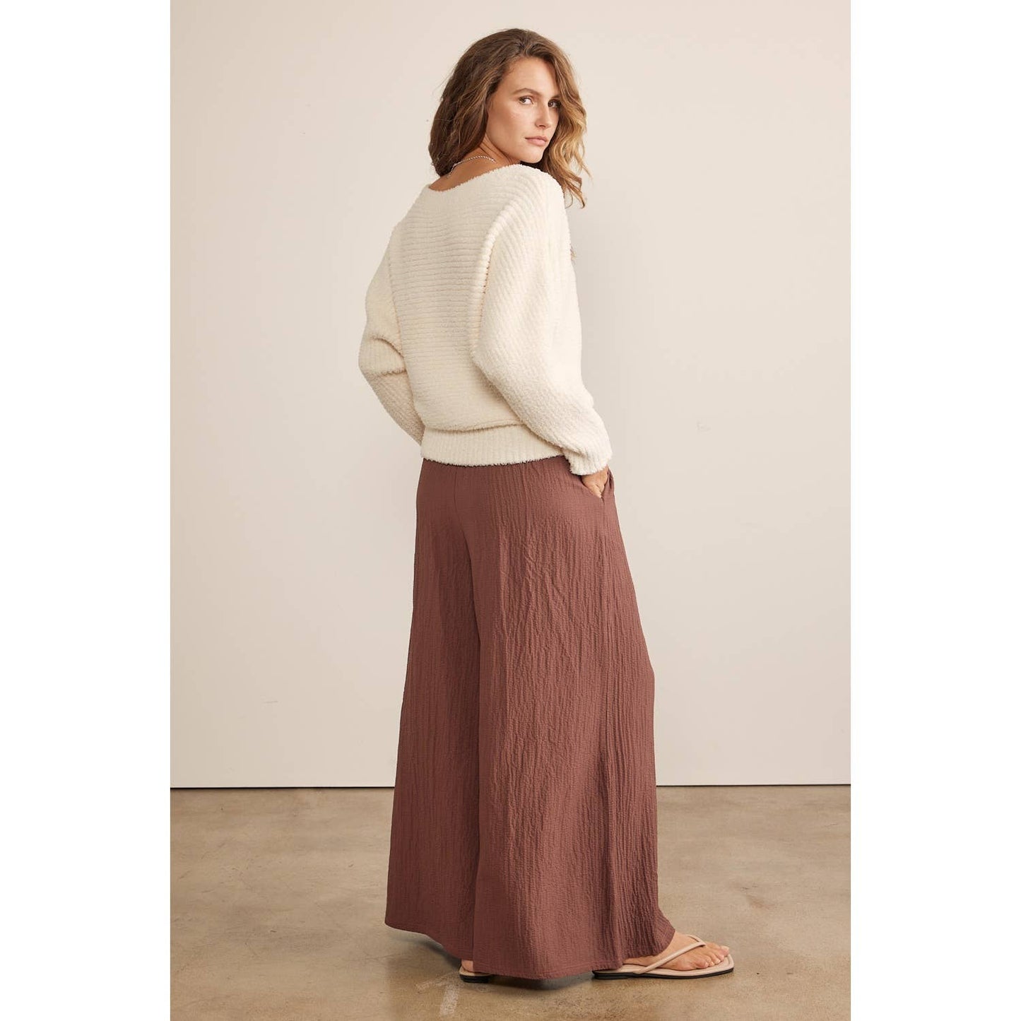 Textured Wide Leg Pants