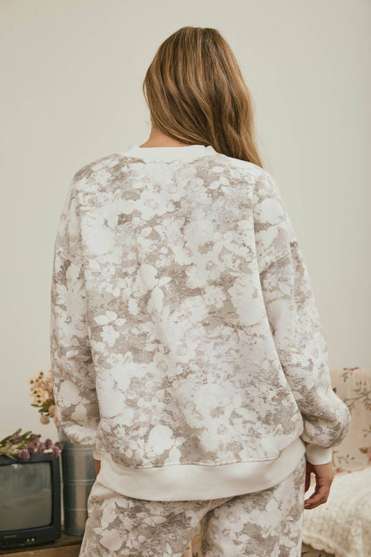 Floral Washed Camo Crew