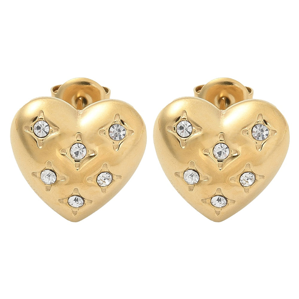 Stud Hearts with Rhinestone