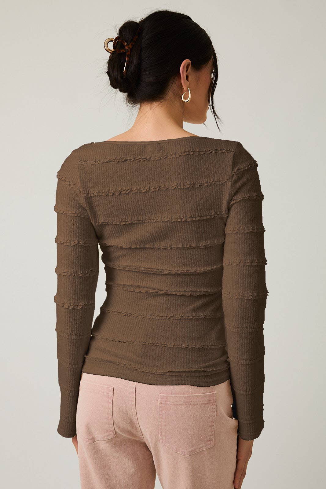Long Sleeve Brushed Lace Top