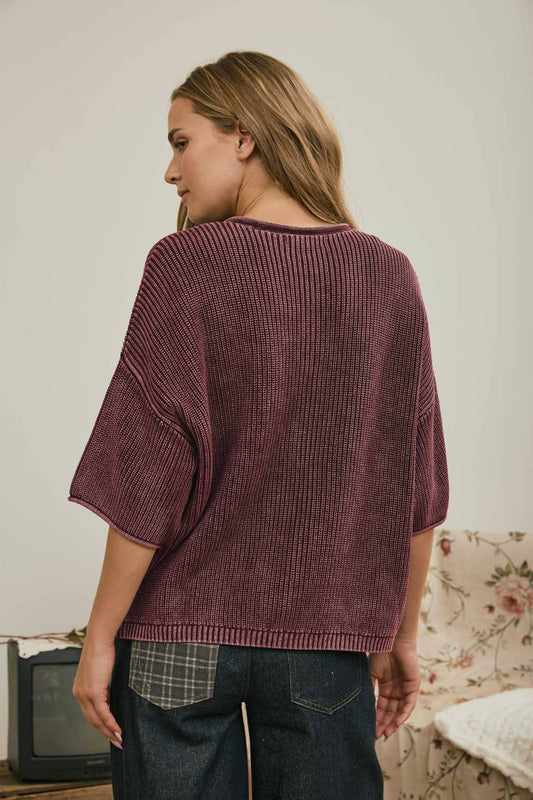 Washed Ribbed Cardigan