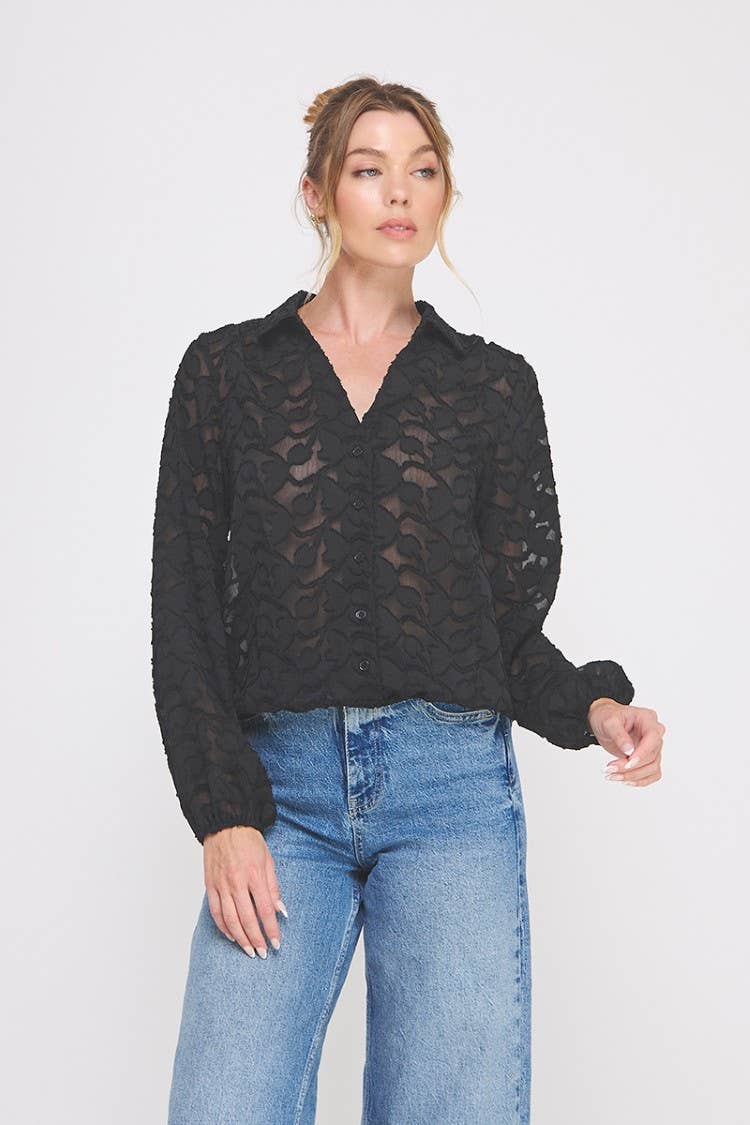 Jacquard Burnout Blouse