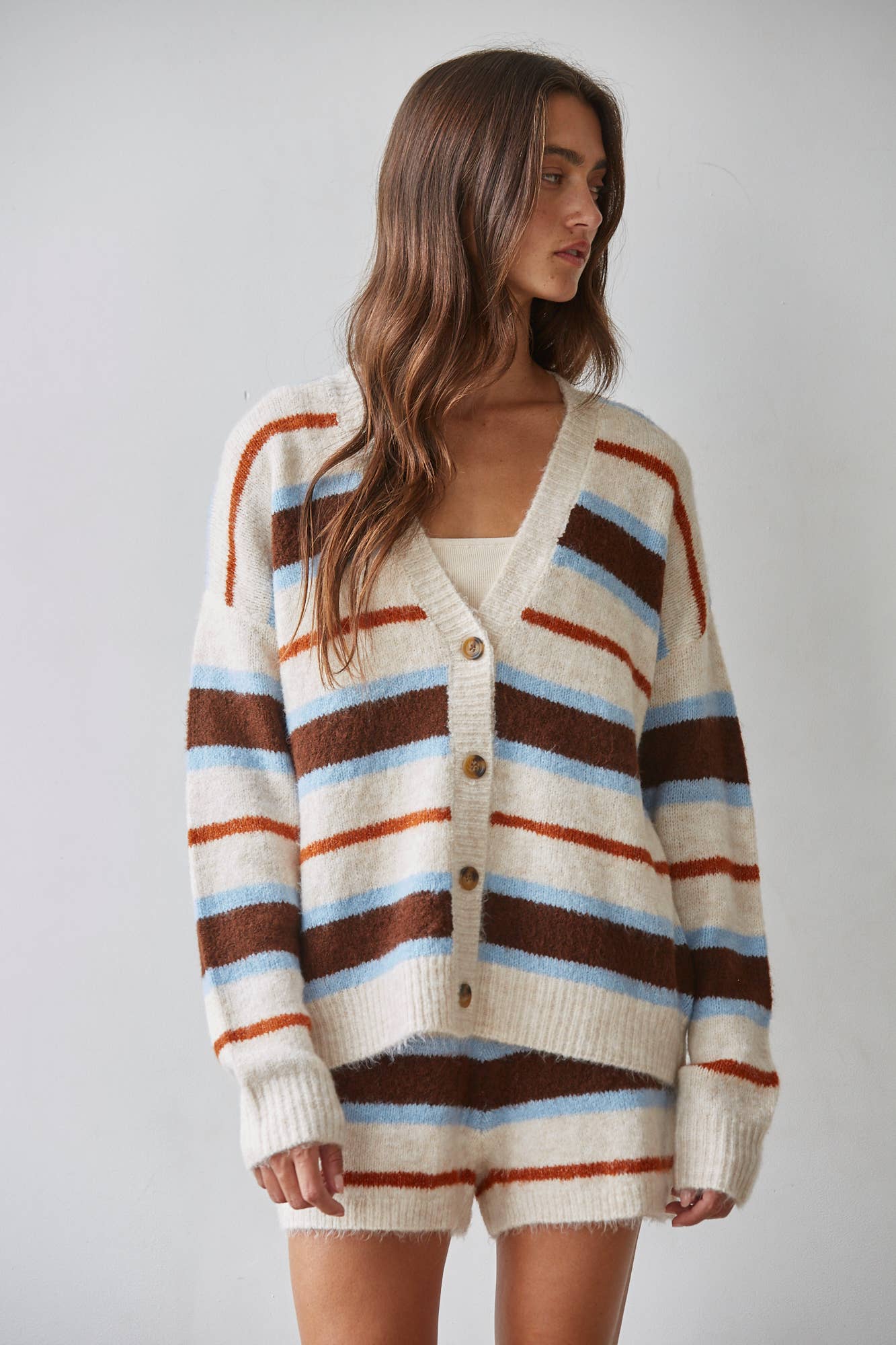 Multicolor Striped Buttondown Cardigan