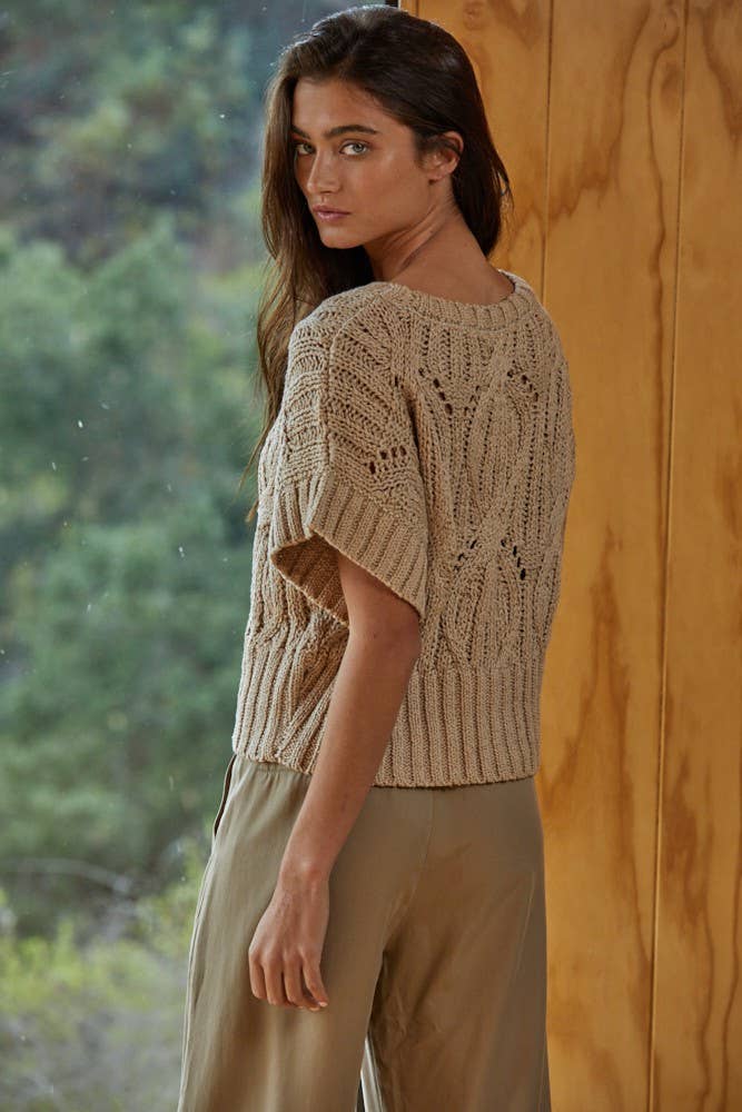 Kali Crochet Short Sleeve Sweater