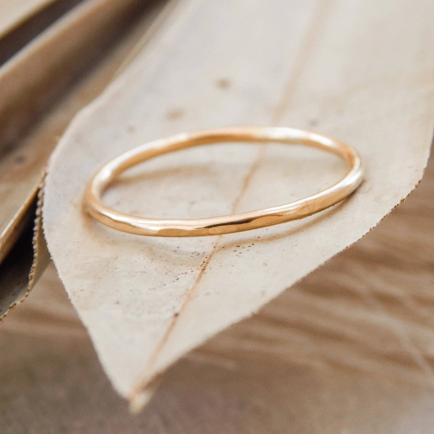 Thin Hammered Stacking Ring |14k Gold Fill & Sterling Silver