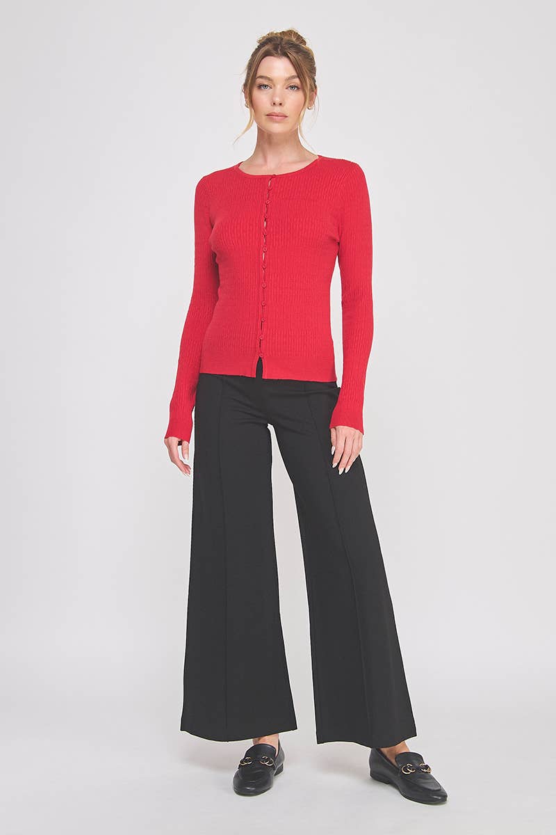 Pointelle Ribbed Fine Gauge Cardi