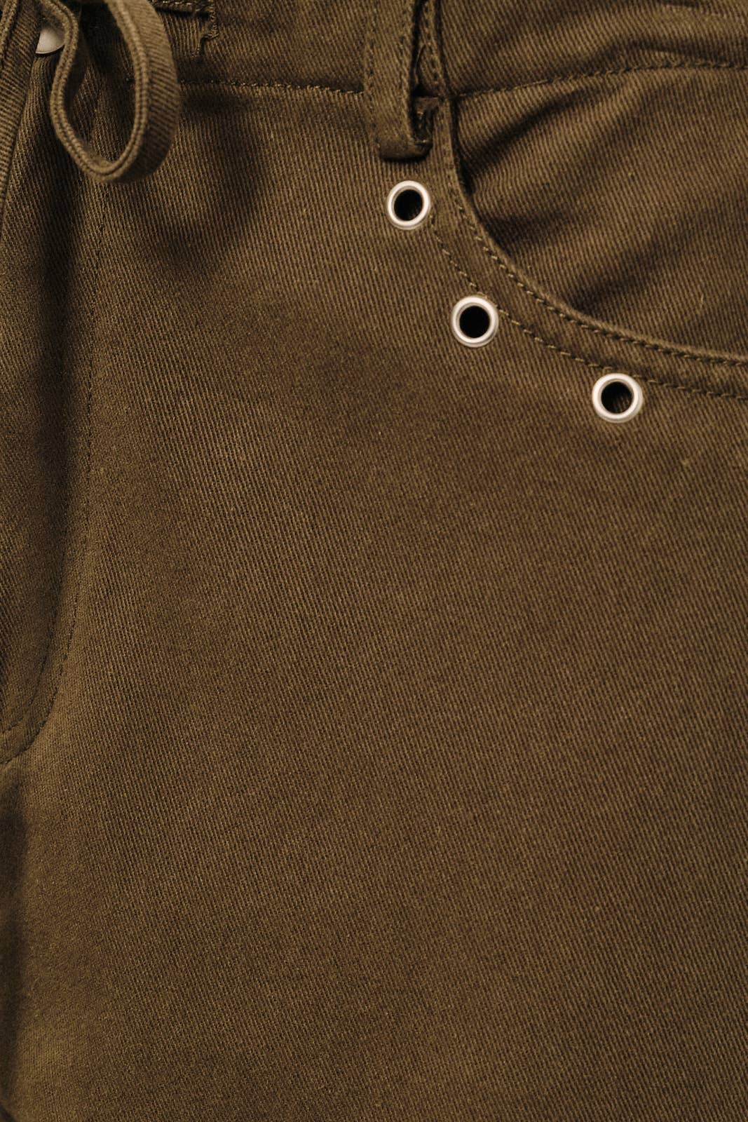 Mid Rise Grommet Pocket Drawstring Straight Leg Pants