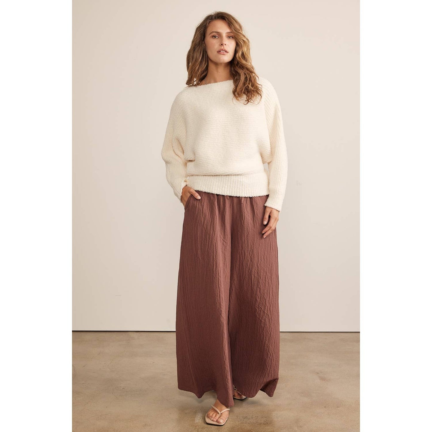 Textured Wide Leg Pants