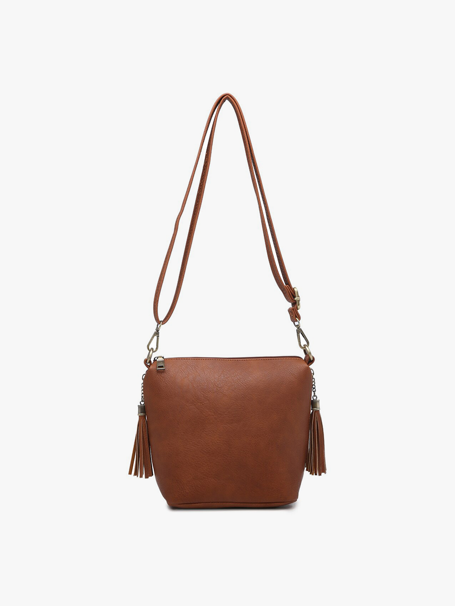 Dylan Crossbody w/ 2 Side Tassel Zippers-Brown