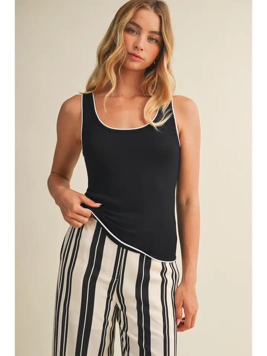 Contrast Tipped Sweater Tank Top
