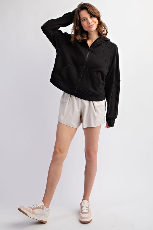 Everyday French Terry Zip Up Hoodie Black