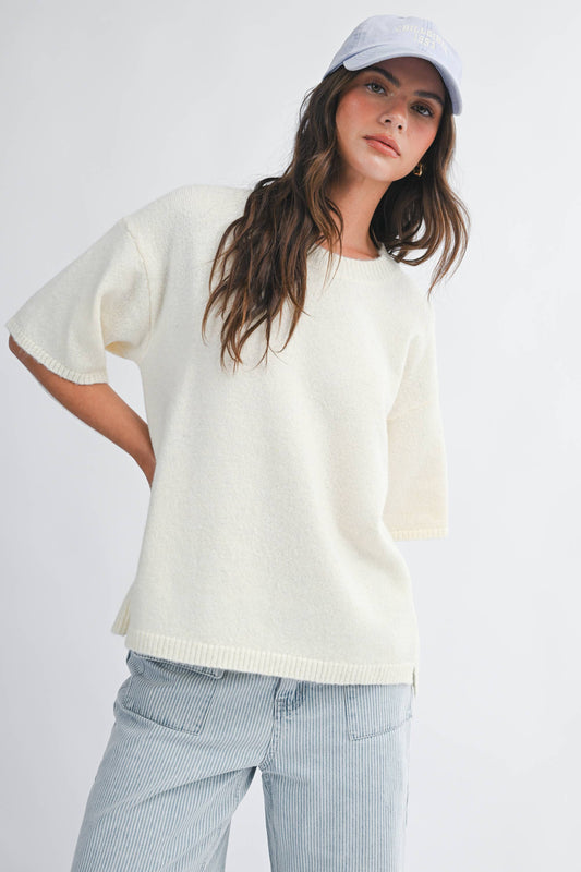 Effortless Short Sleeve Knit Sweater